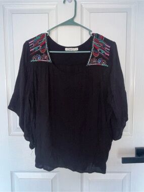 Hazel women casual black blouse loose fit small